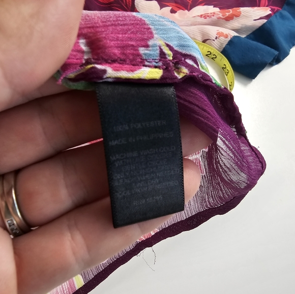 Casual Express Sheer Floral Top Womens Blouse Kimono Half Sleeves EUC Career ^^ - Picture 6 of 8